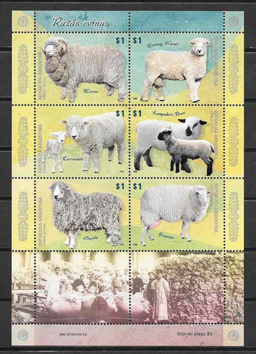 philately stamps sheep breeds Argentina 2009