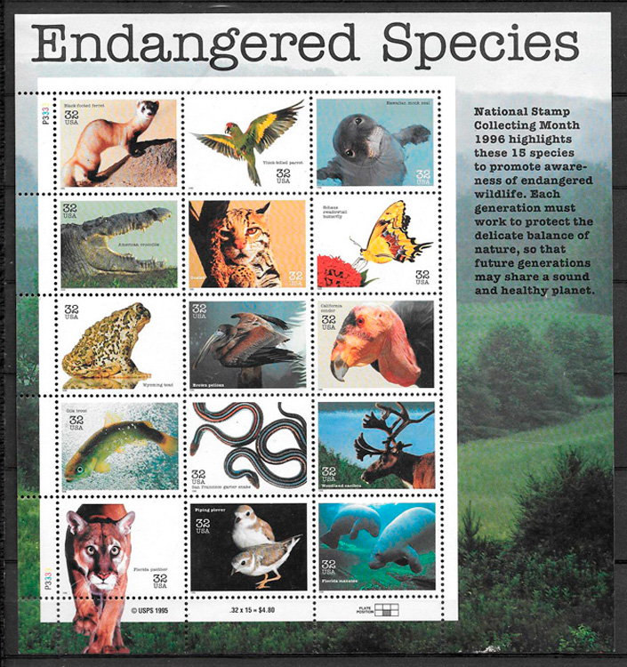 sellos fauna EE:UU 1996