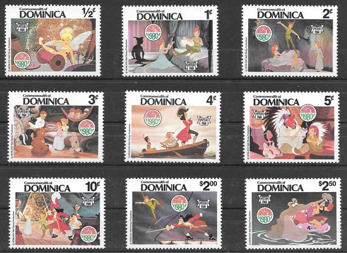 Disney stamp collection 1980 Christmas Dominica