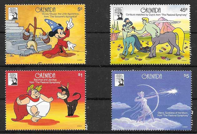 Stamps Grenada Disney Fantasy Anniversary 1990