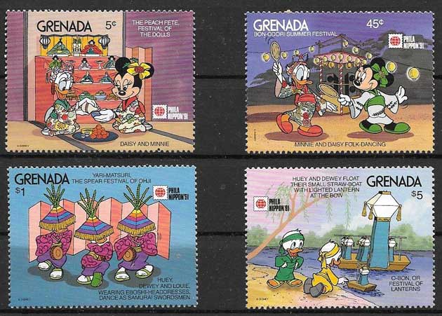 Disney Stamps Grenada Phila Nippon 1991