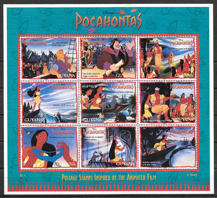 Disney Pocahontas II stamps Guyana 1995