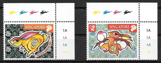 Lunar year of the hare stamps Singapore 1999