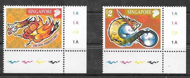 Philately Year Lunar of the dragon Singapore 2000