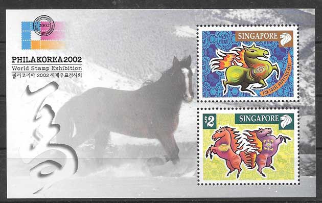 Stamp collecting lunar year of the horse Singapore 2002