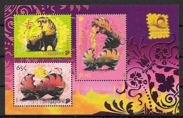 Stamps lunar year of the tiger Singapore 2010